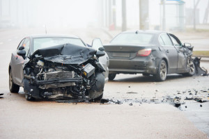 Car crash accident on street